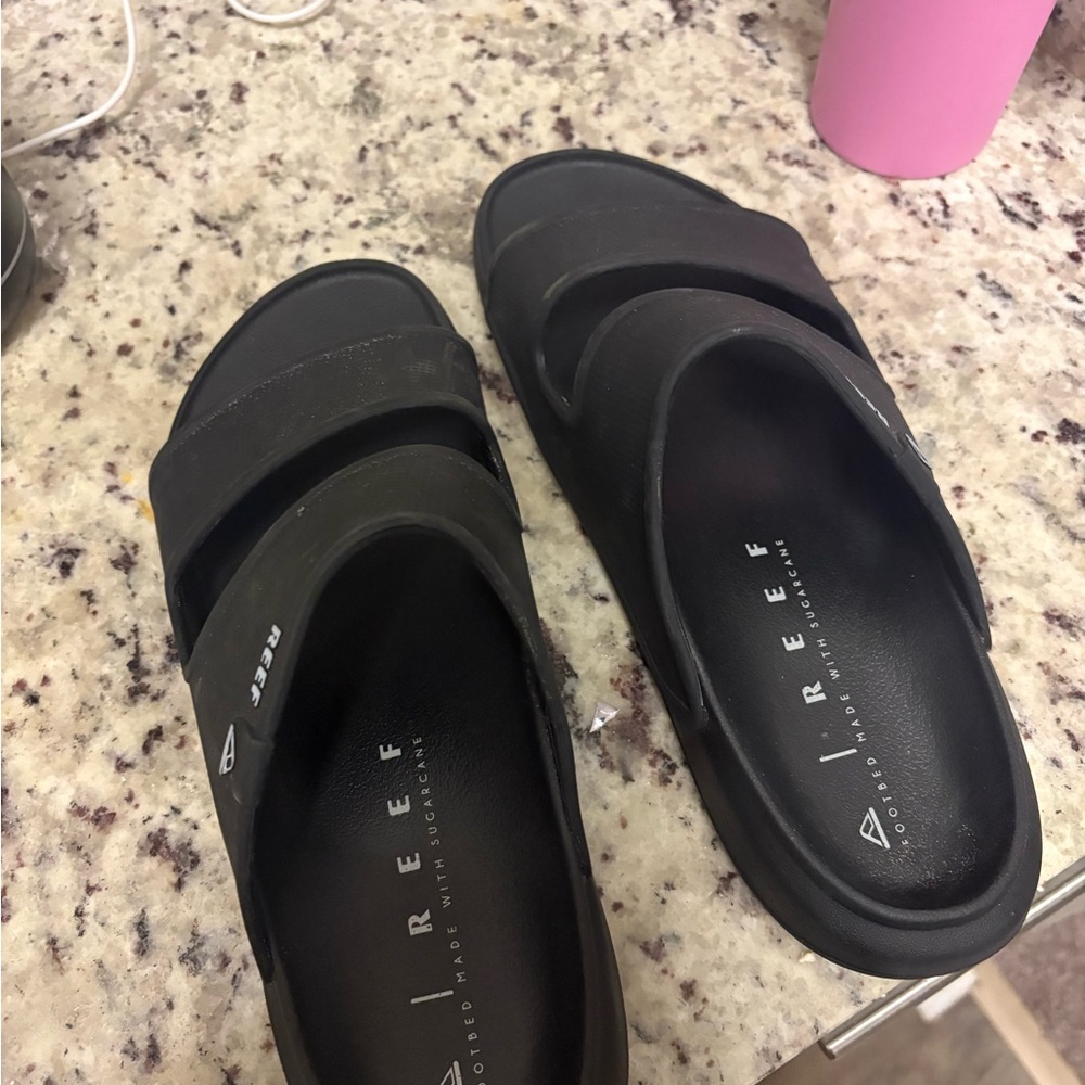 Reef Men’s Black Dual-Strap Slide Sandals
